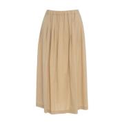 Beige Geplooide Midi Rok Ottod'Ame , Beige , Dames