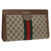 Pre-owned Leather clutches Gucci Vintage , Beige , Dames