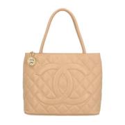 Pre-owned Leather chanel-bags Chanel Vintage , Beige , Dames