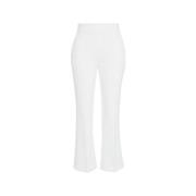 Witte Cropped Crêpe Broek met Gouden Details Elisabetta Franchi , Whit...