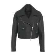 Stijlvol Zwart Leren Jack 1972 Desa , Black , Dames