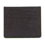 Zwarte Leren Kaarthouder met Vier Stiksels Maison Margiela , Black , H...