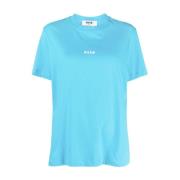 Blauw Katoenen T-Shirt Msgm , Blue , Dames