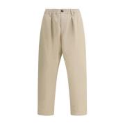 Geknipte katoenen broek met elastische tailleband Marni , Beige , Here...