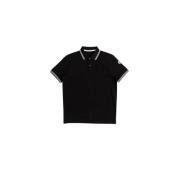 Zwarte Polo Shirt met Witte Strepen Moncler , Black , Heren