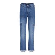 Cargo denim jeans met steenwassing Red Button , Blue , Dames