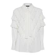 Geplooide Shirt met Hoge Hals Sneeuwwit Bruuns Bazaar , White , Dames