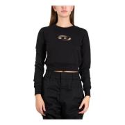 Cropped logo sweatshirt met slim fit Diesel , Black , Dames