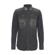 Zwarte Western Denim Overhemd Stijlvol Casual Dsquared2 , Black , Here...