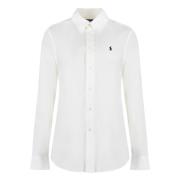 Katoenen Stretch Shirt met Ronde Zoom Polo Ralph Lauren , White , Dame...