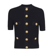 Zwarte trui met goudkleurige knopen Balmain , Black , Dames