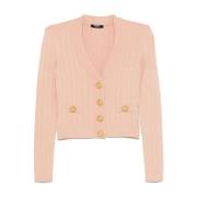 Beige Sweater met Schoudervullingen Balmain , Pink , Dames