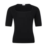 Zwarte Vierkante Hals Top Medium Mouwen Alexander McQueen , Black , Da...