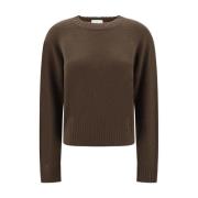 Geribbelde Cashmere Trui Elegant Ontwerp Allude , Brown , Dames