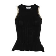 Stijlvolle Tanktop met Whipstitch Trim Ganni , Black , Dames