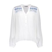 Geborduurde Blouse in Wit/Blauw Geisha , White , Dames