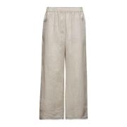 Linnen Wijde Pijp Broek Beige Brunello Cucinelli , Beige , Dames