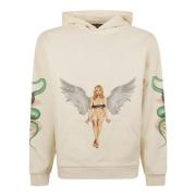 Pin Up Hoody in Ivoor Zwart Palm Angels , Beige , Heren