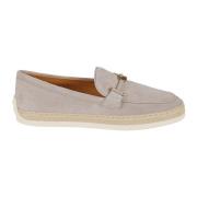 Beige Platte Schoenen met Raffia Details Tod's , Beige , Dames