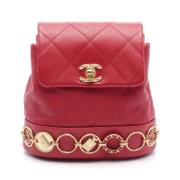 Pre-owned Leather backpacks Chanel Vintage , Red , Dames