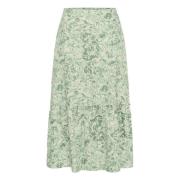 Groene Rozenprint Rok met Ruche Part Two , Green , Dames