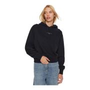 Blauwe Hoodie met Logo Tommy Hilfiger , Black , Dames