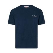 Blauw Katoenen T-shirt met Logo Borduurwerk MC2 Saint Barth , Blue , H...