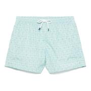 Polyester Zwemshorts met Elastische Riem Fedeli , Green , Heren