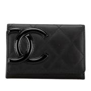 Pre-owned Leather wallets Chanel Vintage , Black , Dames