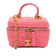 Pre-owned Leather pouches Chanel Vintage , Pink , Dames