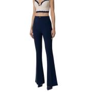 Flared Blauwe Broek Stretch Crepè Elisabetta Franchi , Blue , Dames