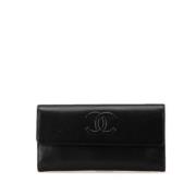 Pre-owned Leather wallets Chanel Vintage , Black , Dames