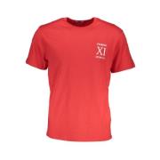 Rood Katoenen T-shirt met Print Logo Bikkembergs , Red , Heren