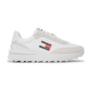 Mesh Leren Hardloopschoenen Wit Tommy Hilfiger , White , Heren