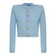 Korte cardigan met monogram Balmain , Blue , Dames