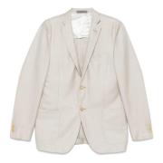 Luxe Wol Zijde Linnen Jas Corneliani , Beige , Heren