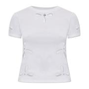 T-shirt met kantpatroon Coperni , White , Dames