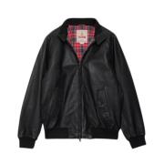 Leren Harrington Jack Zwart Baracuta , Black , Heren