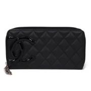 Pre-owned Leather wallets Chanel Vintage , Black , Dames