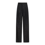 Paillet Wijde Pijp Broek Max Mara , Black , Dames