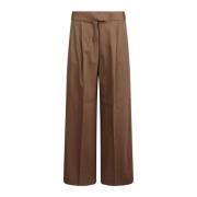 Flanellen Wijde Broek met Plooien Max Mara , Brown , Dames