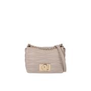 Gewatteerde Vanille Crossbody Tas met Arco Draaislot Furla , Beige , D...