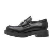 Zwarte Leren Loafers voor Vrouwen Love Moschino , Black , Dames