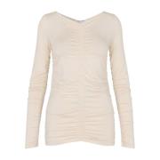 Lyocell Top met verzamelde details Samsøe Samsøe , White , Dames