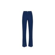 Crepe Logo Plaque Broek Elisabetta Franchi , Blue , Dames