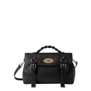 Zwarte Satchel met Postman's Lock Mulberry , Black , Dames