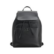 Zwarte kalfsleren rugzak met T Timeless Tod's , Black , Heren