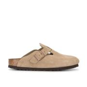 Beige Suède Muil met Verstelbare Band Birkenstock , Beige , Heren