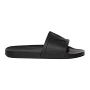 Zwarte Pool Slide Sandalen Valentino Garavani , Black , Heren