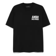 Zwart Logo Print Crewneck T-shirts Amiri , Black , Heren